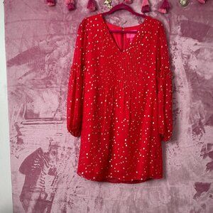 Lilly Pulitzer Cleme Silk Dress - Ruby Red Metallic - Size 2